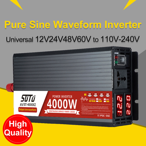 Inversor Universal de corriente continua, convertidor de potencia de 12V, 24V, 48V, 60V a 110V-240V, onda sinusoidal pura, pantalla LCD de 2500W/3000W/4000W/5000W ► Foto 1/1