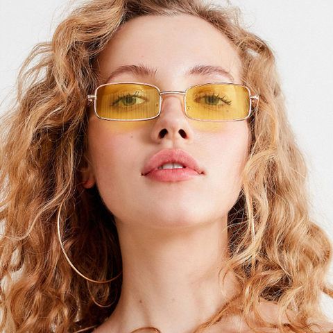 Marco pequeño tonos amarillo cuadrado gafas De Sol De las mujeres/hombre Oval De marca De diseñador De moda Vintage rosa Sol gafas mujer Oculos De Sol ► Foto 1/6