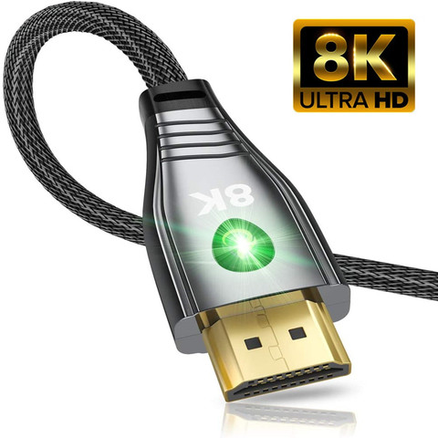 LED compatible con HDMI 2,1 Cable 8K @ 60hz 4K @ 120hz, sonido HIFI Audio de calidad dinámica HDR HDCP 2,2 arco de alta velocidad 48Gbps para Monitor ► Foto 1/6