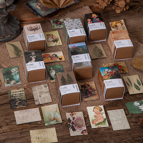 100 Uds colección de libros Vintage 2 series de papel Kraft Mini tarjeta de felicitación postal Material para decoración casera Retro LOMO Card ► Foto 1/5