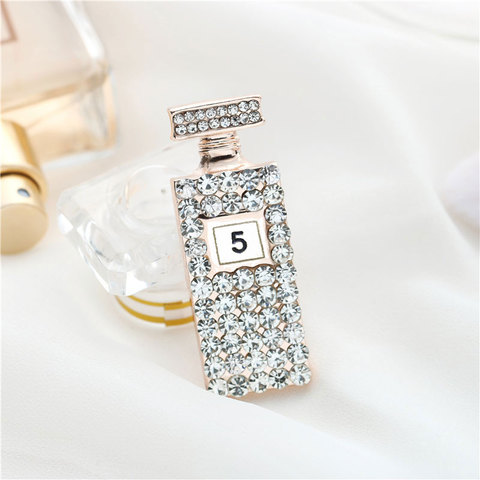 Broche de lujo con número 5 de botella de Perfume para mujer, broche con diamantes de imitación de Color, accesorios para ropa ► Foto 1/5