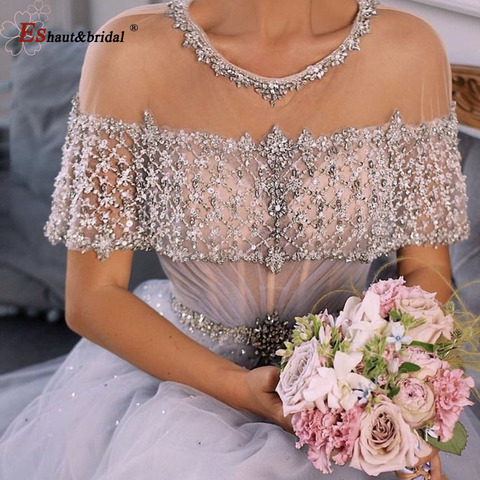 Vestido de noche de lujo con cuello redondo para mujer, hecho a mano, cristal, sin mangas, lentejuelas Aline, largo, Formal, para fiesta de boda, 2022 ► Foto 1/6