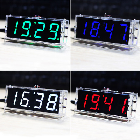 Kit de reloj LED Digital DIY de 4 dígitos, Control de luz, fecha de temperatura, pantalla de hora con estuche transparente, Kit de bricolaje con temporizador ► Foto 1/6