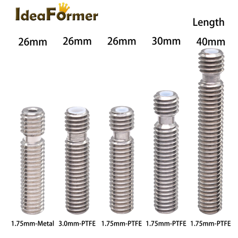 Piezas de impresora 3d RepRap V5 M6 de garganta para impresora 3D, 26mm, 30mm, 40mm, tubo de rotura de calor con boquilla de 1,75mm/3,0mm, 5 uds. ► Foto 1/6