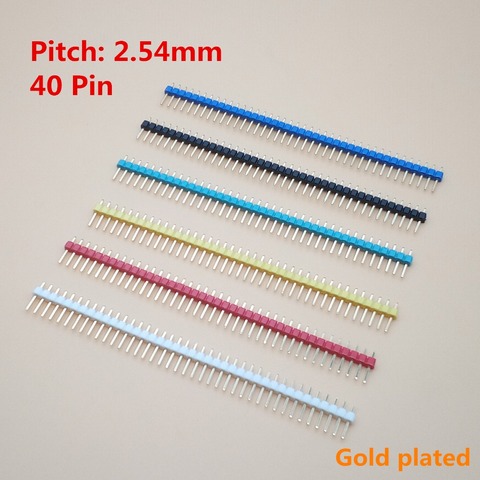 Cabezal con una única fila de pines chapados en oro, 1x40P, 40P, 100mm, conectores con clavijas para placa PCB, 2,54 Uds. ► Foto 1/1