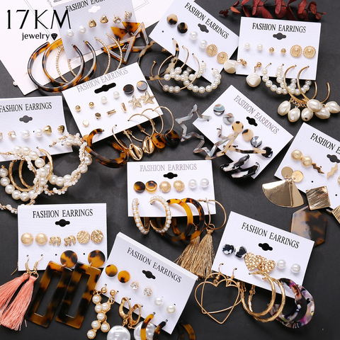 17KM-pendientes de borla de acrílico Vintage para mujer, conjunto de pendientes bohemios, aretes colgantes grandes, joyería 2022 ► Foto 1/6