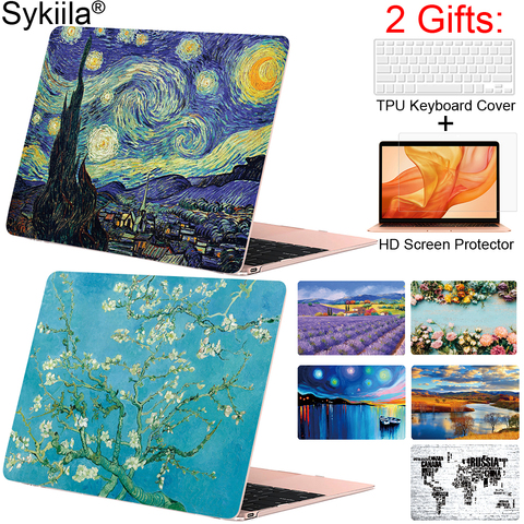 Funda Sykiila para Macbook Air 11 13 Pro 12 13 15 16 cubierta de pintura al óleo A1989 A2159 A2179 Touch Bar 2022 Gogh Marble ► Foto 1/6