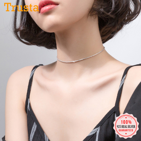 Trustdavies-collar de cadena corta para mujer, Plata de Ley 925 auténtica, estrella del cielo, clavícula, joyería de boda, regalo DS2106 ► Foto 1/6