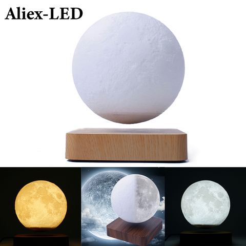 Lámpara LED de Luna 3D, luz de noche de levitación magnética táctil, decoración para dormitorio, lámpara de mesa para regalo de Año Nuevo, luz decorativa ► Foto 1/6