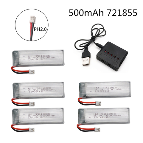 5 uds Limskey Lipo Batería 1S 3,7 V 3,8 V 500mAh 30C 1S baterías recargables con enchufe PH2.0 para Dron de carreras de interior juguete ► Foto 1/3