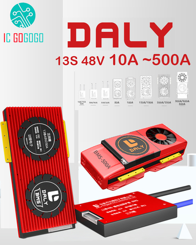 DALY 13S 48V Li-Ion Placa de protección de batería de litio equilibrio eBike de descarga de carga 18650 Lipo BMS 15A 30A 50A 60A 80A 100A 200A ► Foto 1/5