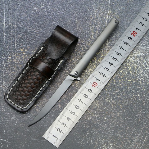 Cuchillo plegable con mango de titanio, herramienta práctica de supervivencia, acampada, caza, fruta, Navajas de bolsillo, EDC, M390 blade TC4 ► Foto 1/6