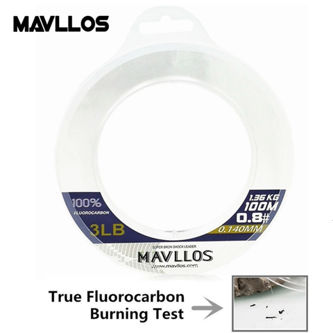 Mavllos-Hilo de pesca de fibra de carbono, monofilamento de pesca de carpa con mosca, 50m, 100m, líder, Pwoer, 100%, fluorocarbono ► Foto 1/6