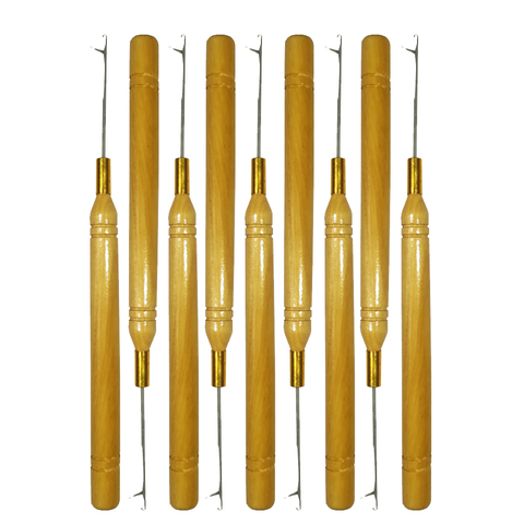 Gancho de pestillo de madera para extensiones de cabello, aguja de bucle de tracción corta para pelucas, herramientas de belleza, venta al por mayor ► Foto 1/6