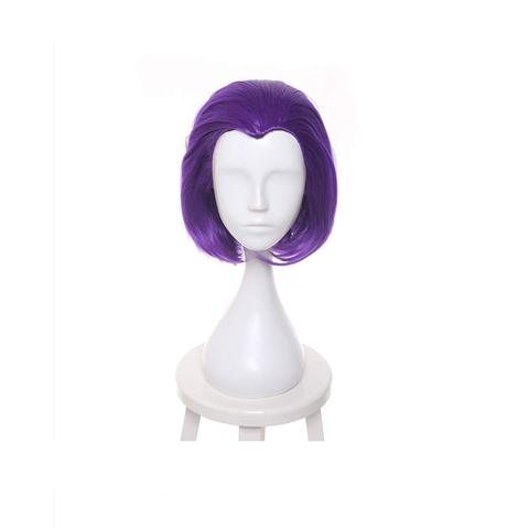 Peluca de cabello sintético para Cosplay, pelo corto y recto, resistente al calor, color morado, 35cm, nueva ► Foto 1/4