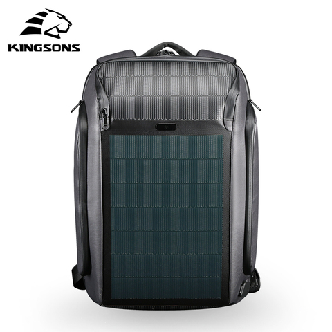 Kingsons hombres nuevos de Panel Solar mochila + carga USB Anti-robo/impermeable/15,6 pulgadas del ordenador portátil mochila hombre mochila de viaje ► Foto 1/6