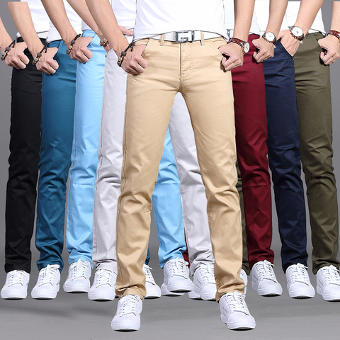 2022 primavera otoño nuevos pantalones casuales de algodón Slim Fit Pantalones Chinos de moda para hombre ropa de marca 9 colores de talla grande 28-38 ► Foto 1/6