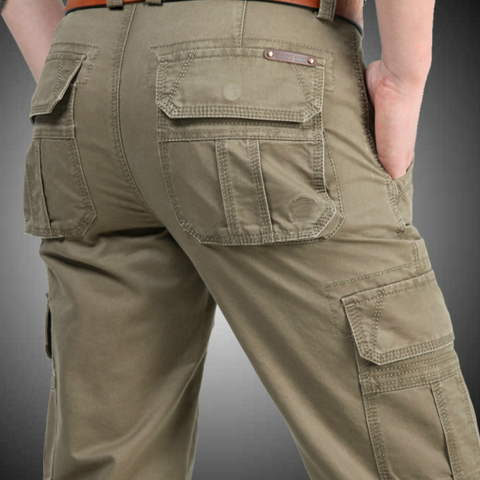 Nuevo pantalones de hombres Multi bolsillos Pantalones de los hombres militares Casual pantalones overoles pantalones del ejército pantalones de talla grande 40 42 44 de algodón ► Foto 1/6