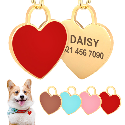 Placa de identificación de perro de acero inoxidable, placa de identificación personalizada para perros, colgante antipérdida para mascotas, collares, collar grabado gratis ► Foto 1/6