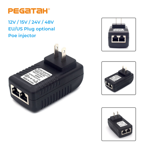 Inyector POE de 48V y 0.5A 24W para cámara IP, adaptador de alimentador PoE de vigilancia de seguridad CCTV, adaptador Ethernet para teléfono, enchufe para EE. UU., UE y Reino Unido ► Foto 1/6