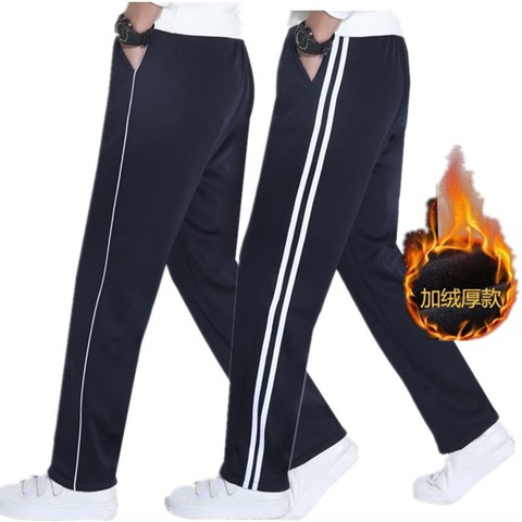 Pantalones de chándal informales para hombre, pantalón de chándal a rayas de lana cálida, pantalones deportivos rectos para otoño e invierno, novedad ► Foto 1/6