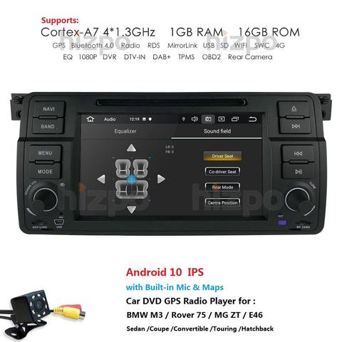 Radio con GPS para coche, reproductor Multimedia con Android 10, 1 Din, 4 GB, 64 GB, IPS, DVD, para BMW E46, M3, 318/320/325/330/335, Rover75, Coupe ► Foto 1/6