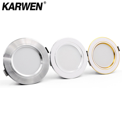 KARWEN LED Downlight de oro/plata/cuerpo blanco 5W 9W 12W 15W 18W Luz de techo led 220V AC 230V 240V para proyector LED para interior ► Foto 1/6