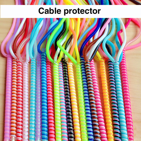 Cuerda de muelle de manga protectora de Cable de datos de 60cm colores para Iphone Android USB carga de auriculares cubierta de bobina bobinadora ► Foto 1/6