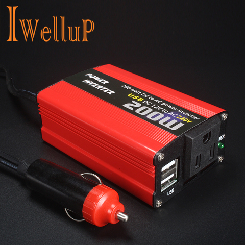 Coche 200 W inversor 12 V 220 V convertidor DC 12 V a AC 220 V 110 V portátil auto onda sinusoidal modificada cargador USB 12 220 180 W 150 W ► Foto 1/6