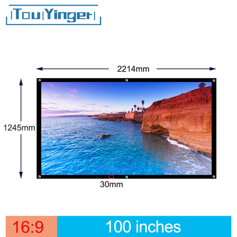 Touyinger-pantalla portátil de 100 pulgadas 16:9 para exteriores, pantalla de proyección frontal y trasera de viaje, súper fino ► Foto 1/6