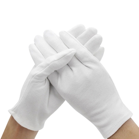 Guantes Blancos de inspección de algodón para trabajo, joyería ligera de alta calidad, 6 pares ► Foto 1/6