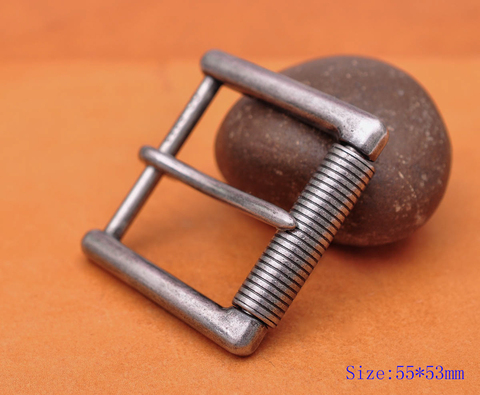 Hebilla de rodillo de clavija de plata antigua sólida resistente para cinturón de cuero vegetal 55*53MM (interior de 40 MM) ► Foto 1/6