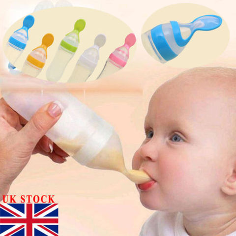 Fuente de alimentación de silicona para bebé de 90ML con cuchara alimentadora botella de Cereal de arroz para el mejor regalo ► Foto 1/6