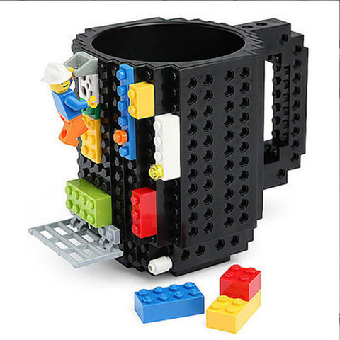 Taza de café de Taza de leche creativa de 350ml, taza creativa de ladrillo incorporado, soporte de agua potable para LEGO, diseño de bloques de construcción ► Foto 1/6