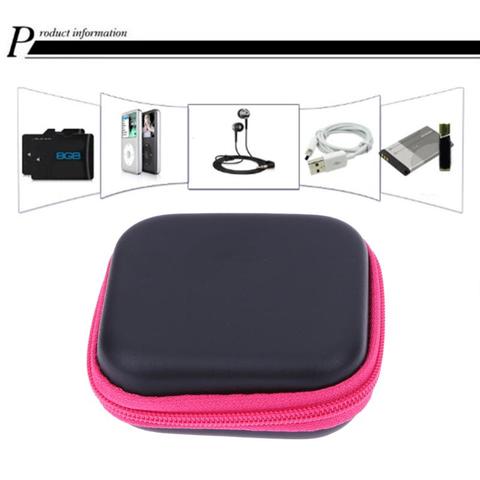 Mini caja cuadrada portátil de EVA para auriculares Bluetooth Accesorio de Cable caja de almacenamiento bolsa de transporte ranura para tarjeta SD ► Foto 1/6