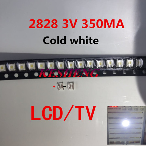 100 unids/lote SMD LED 3228 3V blanco frío 2828 de 1,5 W de alta potencia para SAMSUNG TV Fondo 3255 ► Foto 1/2