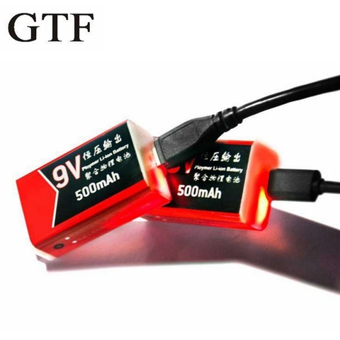 GTF-batería de litio recargable de 9V y 500mAh, batería de polímero de litio recargable por USB para multímetro, micrófono, juguete de Control remoto, envío directo ► Foto 1/6