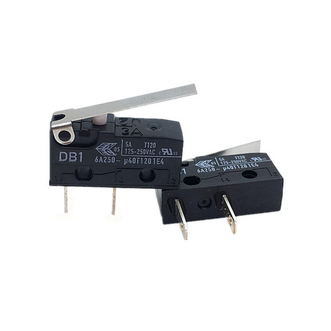 Micro interruptor de cereza DB1, interruptor de límite, 6A250V, con mango recto, longitud constante, 2 pines, 5 uds. ► Foto 1/6