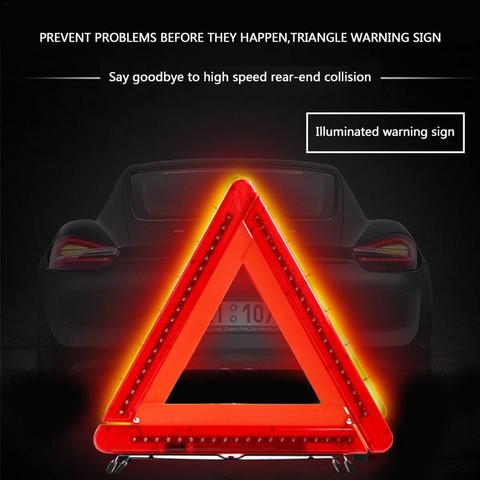 Universal Auto LED rojo advertencia Triángulo reflectante tiras Led cinta reflectante coches reflectores señal de parada de emergencia ► Foto 1/6