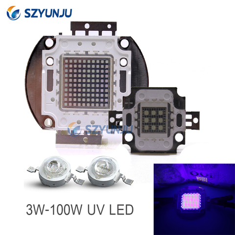 Tiaochongyi UV púrpura LED de alta potencia Chip 360Nm 375Nm 385Nm 395Nm 405Nm UVA UVB cuentas de iluminación 3 5 10 20 30 50 100 vatios ► Foto 1/1
