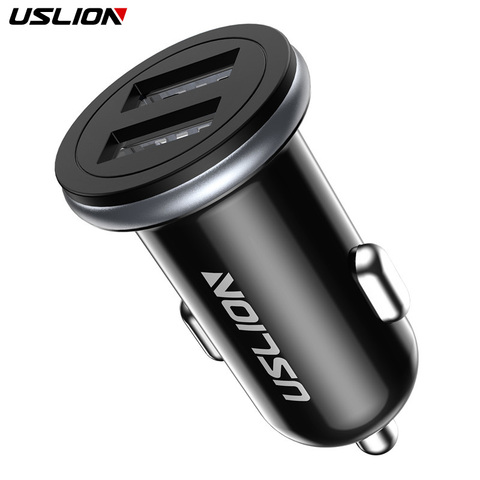 USLION Mini cargador de coche Dual USB para teléfono 5V 2,1 A cargador de teléfono móvil para iPhone adaptador de cargador USB rápido para coche para tabletas ► Foto 1/6