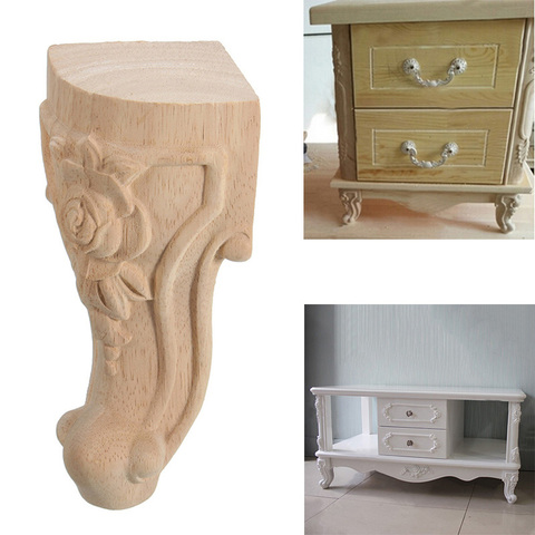 Patas de madera tallada pata de mueble, muebles de estilo europeo, madera sólida, TV, armario, 4 Uds., 10x6cm ► Foto 1/6