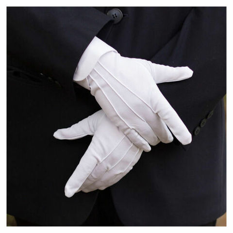 Guantes de esmoquin de Blanco sólido para hombre, banda protectora de uniforme Formal para fiesta, ceremonia de boda festiva, nuevo ► Foto 1/6