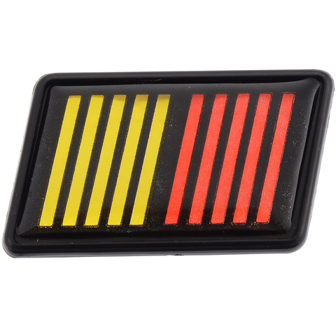 Emblema de rejilla a rayas para coche Mitsubishi, emblema de estilo de coche, color rojo, amarillo y negro, 55x35mm, novedad ► Foto 1/6