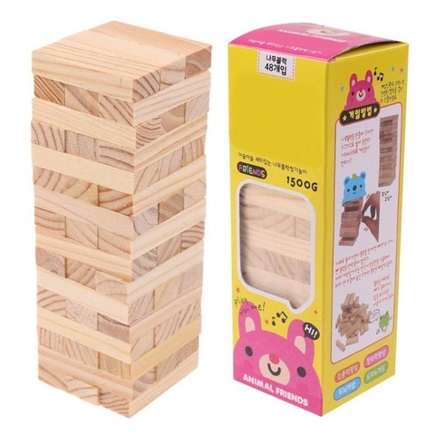 48 unids/set DIY torre de madera montado juguete de bloques de construcción para la familia de los niños juego de dominó apilador de edificio educativo juguete para regalo ► Foto 1/1