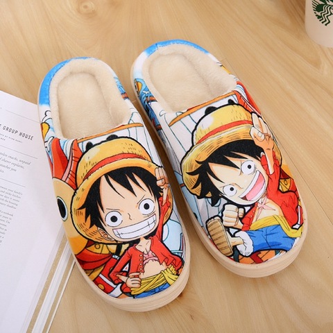 2022 Japón Anime una pieza mono D Luffy invierno cálido felpa hombres mujeres zapatos casa zapatillas peluche ► Foto 1/6