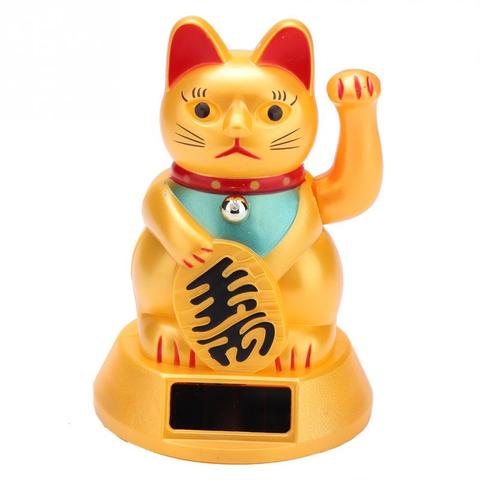 Chino gato de la suerte riqueza mano que saluda gato Maneki Neko Bienvenido oro Feng-Shui Maneki Neko gato de la suerte agitando coche gato ornamento ► Foto 1/6