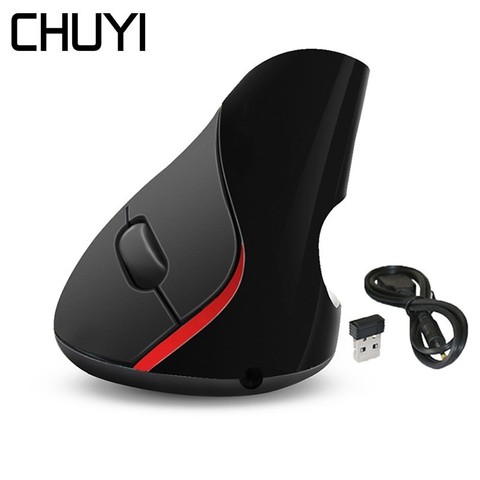 CHUYI ratón inalámbrico recargable ergonómico Vertical óptico 5D Mause Gamer USB 1600DPI ratón Gaming para ordenador con Kit de alfombrilla de ratón ► Foto 1/6