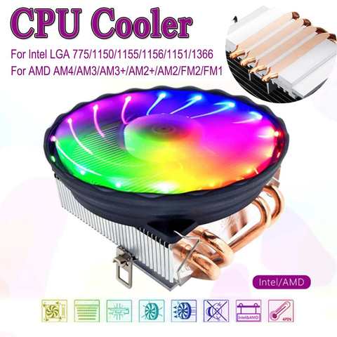 4 Heatpipes CPU enfriador 4 pines PWM LED 120mm ventilador de refrigeración radiador para Intel LGA 1150/1151/1155/1156 para AMD AM3 + AM3 AM2 ► Foto 1/6