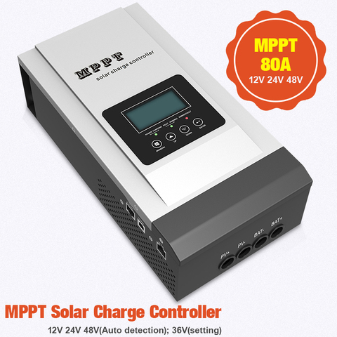 Controlador de carga solar MPPT, regulador solar LCD retroiluminado, de 80A con ajuste de voltaje de 12V a 48V,máximo 150VCD ► Foto 1/6